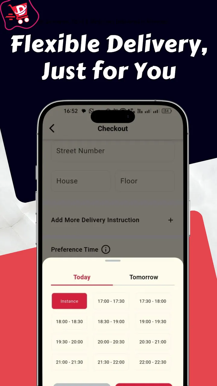 Dorkar checkout with preferred delivery time options