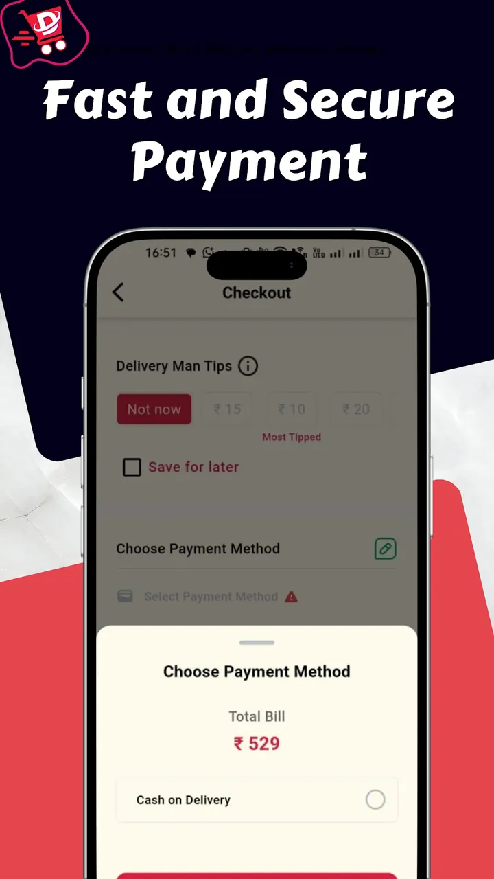 Dorkar app payment method selection